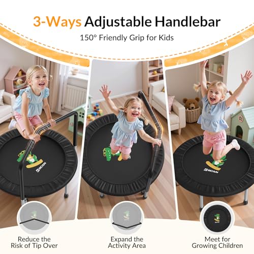 BCAN Kids 36'' Indoor Toddler Trampoline with Foam Handle - Black