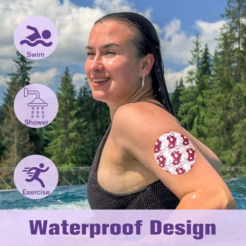 40 Pack Waterproof Flower Pattern Libre 3 Plus Sensor Covers for CGM
