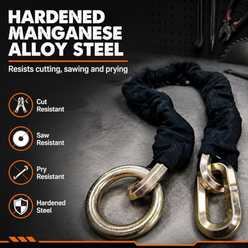 Heavy Duty 14mm Security Chain for Motorcycle & Outdoor Security