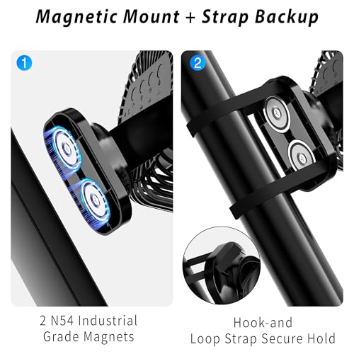 Magnetic Golf Cart Fan with Rechargeable Mist & Light - Black