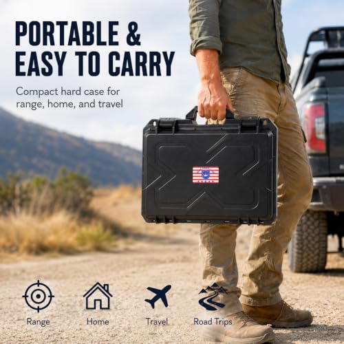Kinghardcase Pistol Gun Case for Multiple Handguns & Magazines - Ink Black