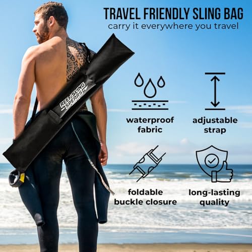Hawaiian Sling Fishing Spear Set - 72 Inch Fiberglass Pole with 3 Prong Tips & Travel Bag