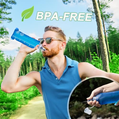 2 Pack Collapsible 500ml Water Bottles BPA-Free Soft Flask for Running Hiking Cycling