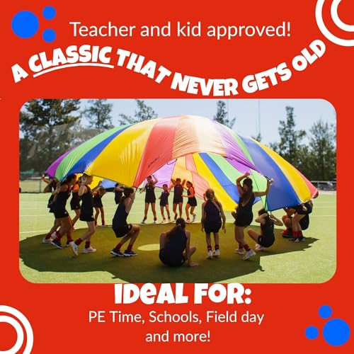 Activejoy 24FT Rainbow Parachute for Kids with 24 Handles - Outdoor Group Play Toy