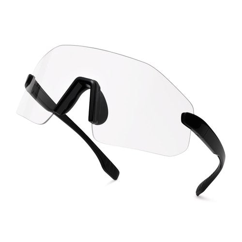 SOJOS Running Sunglasses for Women Man, Lightweight TR90 Frameless UV400 Protection Wrap Around Sport Goggles, Clear Lens, SJ2352