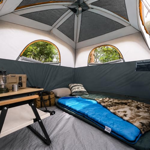 UNP Gray 6-Person Waterproof Family Camping Tent with Rainfly, Easy Setup