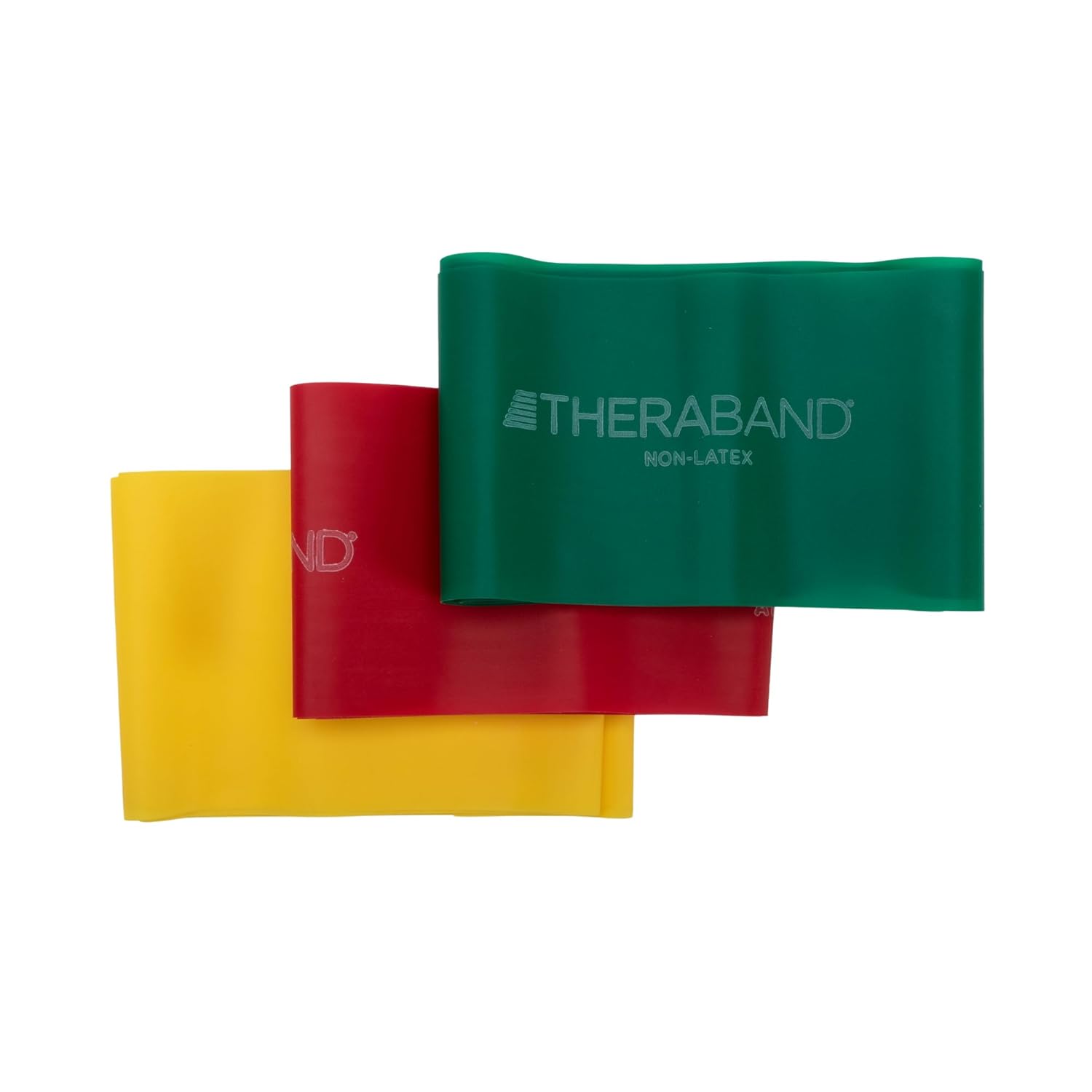 TheraBand Resistance Bands Set - Non-Latex Elastic Bands for Exercise & Therapy | Beginner Kit in Yellow, Red, Green