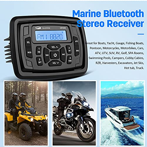 GUZARE Waterproof Marine Bluetooth Radio for Boats, Golf Carts, ATV, UTV, Hot Tubs
