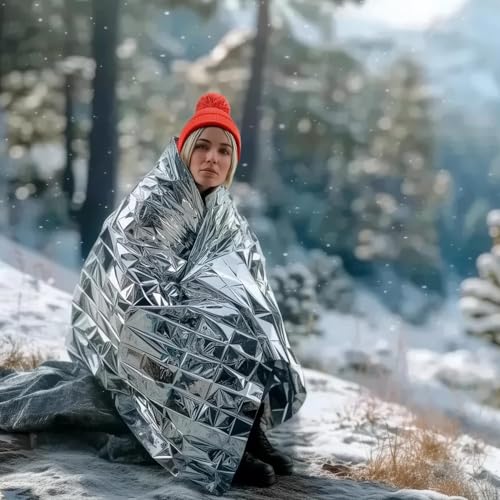Altland 100 Pack Emergency Thermal Blankets for Winter Survival & Preparedness