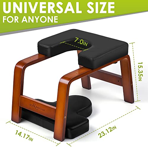 Yoga Headstand Bench - Inversion Chair for Stress Relief & Strength - Black & Chocolate
