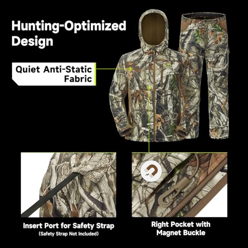 TIDEWE Men's Hunting Clothes with Silent Fabric & Fleece Lining - Large Next Camo G2