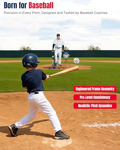 Manual Baseball & Softball Pitching Machine with Ball Caddy - Portable Batting & Fielding Trainer