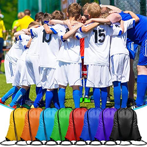 120 Pcs Drawstring Backpack Bulk Set - Nylon Sport & Gym Bags in 8 Colors