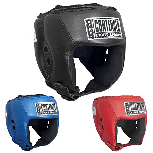 Small Black Boxing Headgear - Contender Fight Sports Competition Headgear without Cheeks, USA Approved