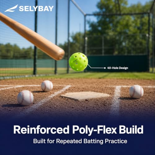 9 Inch Plastic Baseballs for Tee Ball & Hitting Practice - 6 Pack with Mesh Bag