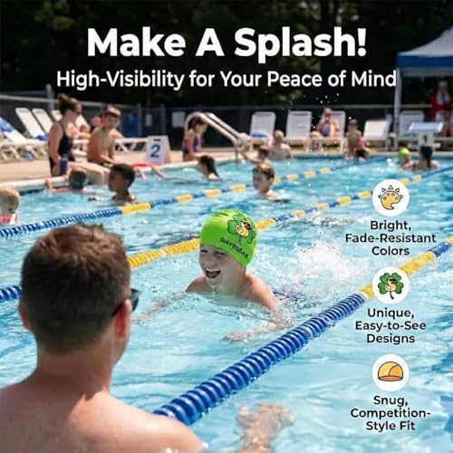 Kids Swim Cap Seamless Silicone Waterproof & Non-Slip - Bright Fun Design
