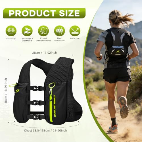 Maelstrom Black Running Vest with 500ml Hydration Pack - Lightweight & Breathable