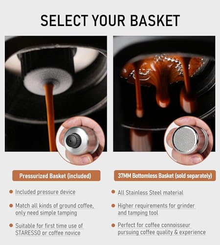 STARESSO Classic Manual Espresso Maker Black - Portable 2-in-1 Travel Coffee Machine