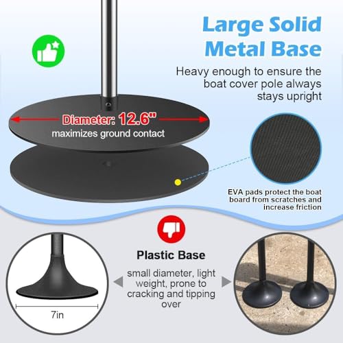 4-Pack Stainless Steel Boat Cover Support Poles Adjustable 30.7-71" with Heavy-Duty Bases