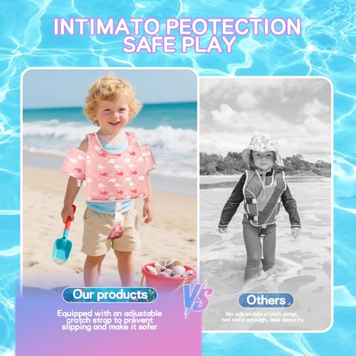 Pink Toddler Swim Vest for 13-33LBS Learning to Swim Adjustable Safety Floaties
