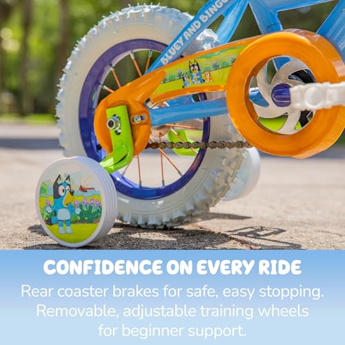 Dynacraft Bluey 12-Inch Kids Bike with Training Wheels - Light Blue, Toddler Bicycle