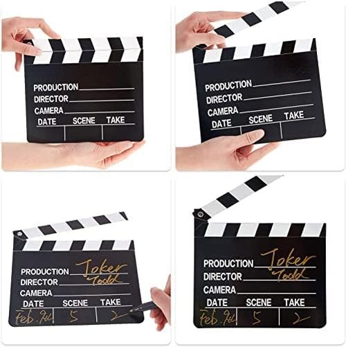 BBTO Movie Film Clap Board - 10 Pieces, 7x8 Inch Writable Director's Clapper for Action Scenes | Black & White
