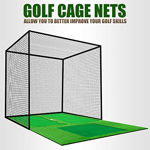 Golf Practice Net 10ft x 10ft x 10ft Backyard Barrier with Carabiners & Rope