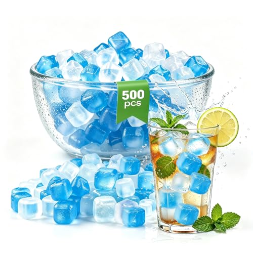 Reusable Plastic Ice Cubes 500-Piece Set - Non-Diluting Drink Chillers for Cocktails & Beverages