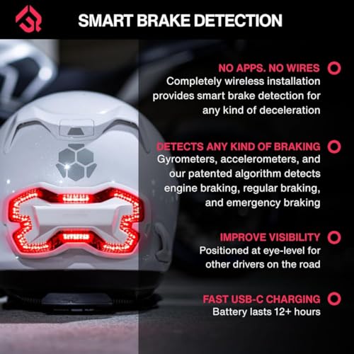 Brake Free Helmet Light Black - Wireless Smart Motorcycle LED Safety Light