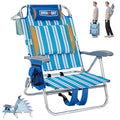 Overmont 1pc Low Beach Chair with Cooler Bag & 6-Position Recline