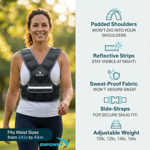 16lb Adjustable Weighted Vest for Women - Reflective Strips, Fitness & Muscle Support