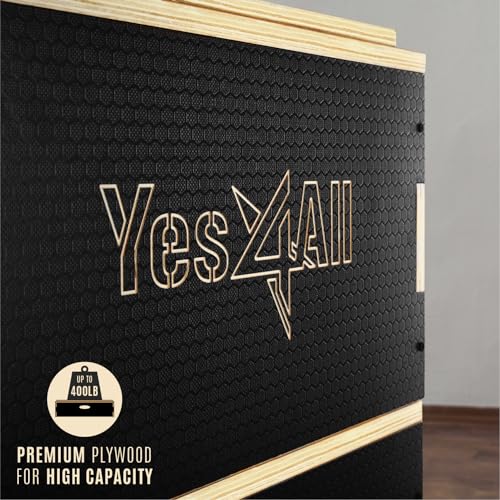 Black 4-Inch Wooden Plyometric Box for Jump Training - Adjustable & Non-Slip