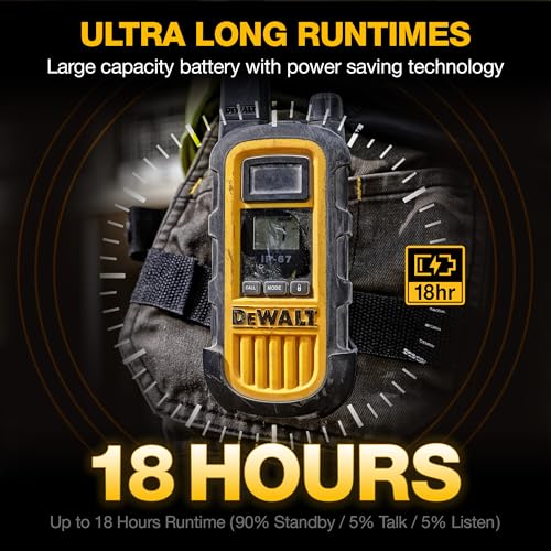 DEWALT DXFRS800 FRS Walkie Talkies 2W Waterproof 2 Pack - Long Range, Dustproof, 18-Hour Battery