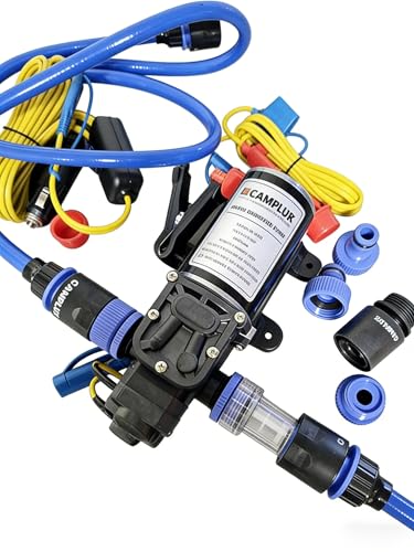 CAMPLUX 12V Water Pump Kit 1.6 GPM 65 PSI High Pressure Self-Priming RV Marine