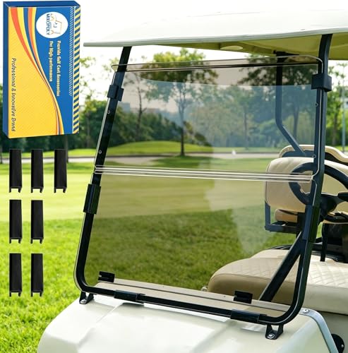 Golf Cart Windshield for Club Car DS 1982-2000, Impact-Resistant Acrylic, Foldable & UV Protected