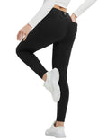 baleaf Womens Fleece Lined Leggings 4 Pockets Warm Thermal Winter Insulated Petite Pants Snow Cold Gear Black M