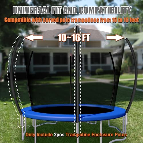 Suninlife 2-Pack Replacement Curved Trampoline Poles for 8-16FT Enclosures