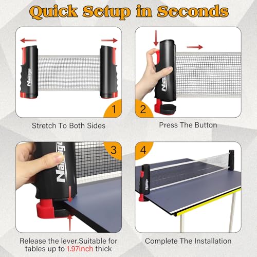 Portable Table Tennis Set with Retractable Net and 2 Paddles for Indoor Outdoor Play