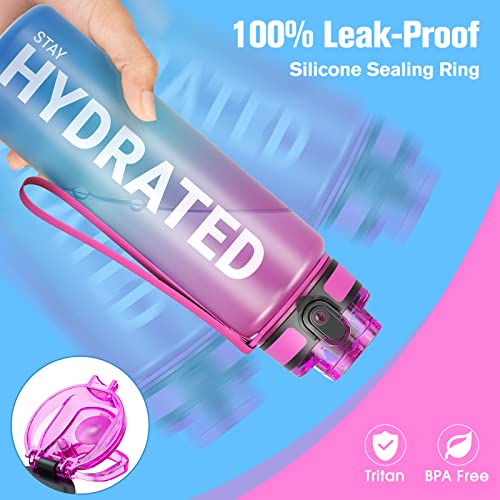 Sahara Sailor Water Bottle 25oz with Time Marker - Tritan Sports Container - Aurora Borealis / 750ml