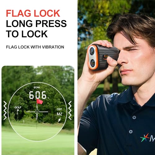 Golf Rangefinder with Slope & Flag Locking 1200 Yards - Black & Orange