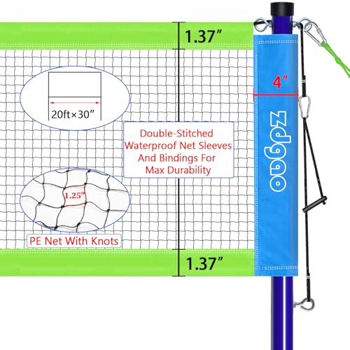Zdgao Outdoor Badminton Set with 20FT Net and 4 Rackets - Blue & Green
