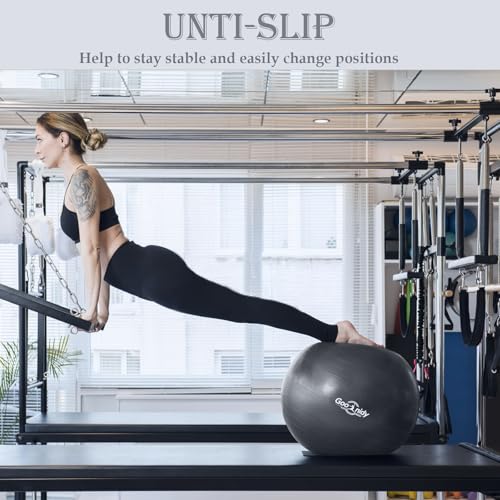 Black Exercise Ball 19-22 Inch Pilates Yoga Ball Chair with Pump