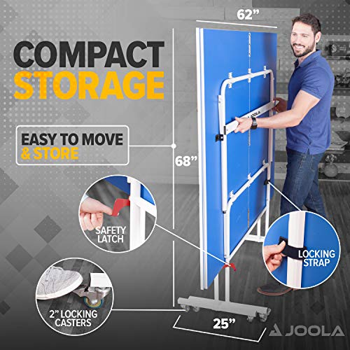 JOOLA Quadri Indoor 15mm Regulation Size Ping Pong Table with Quick Clamp Net - Compact Storage