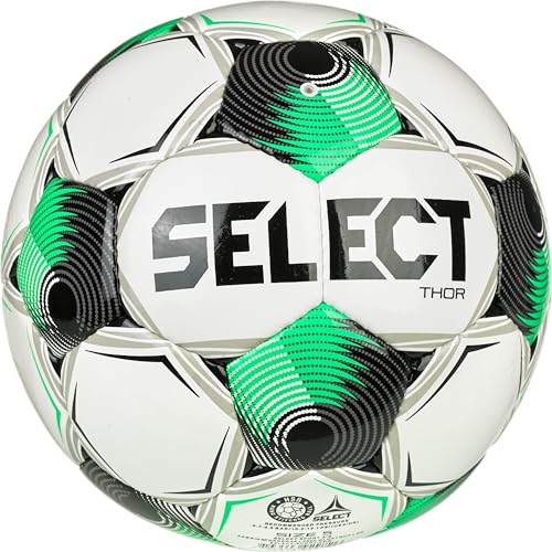 Select Thor Soccer Balls Pack 8 Size 5 with Pump & Duffle Bag - White Green Black V25