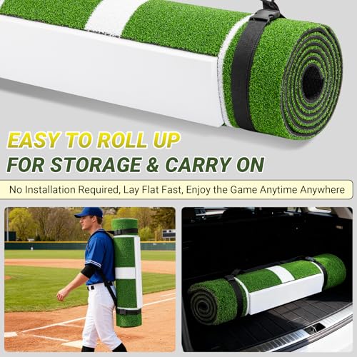 Neoaider Green Softball Pitching Mat with 30mm Thickened Mound, 10x3 ft Training Surface