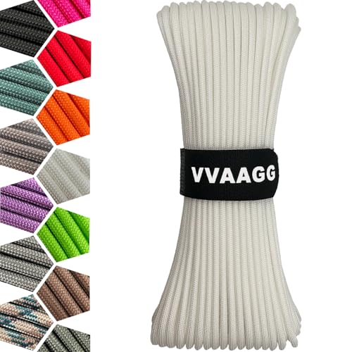 White Paracord Rope 100FT 4mm Nylon Utility Cord for Camping & Outdoor Use - VVAAGG