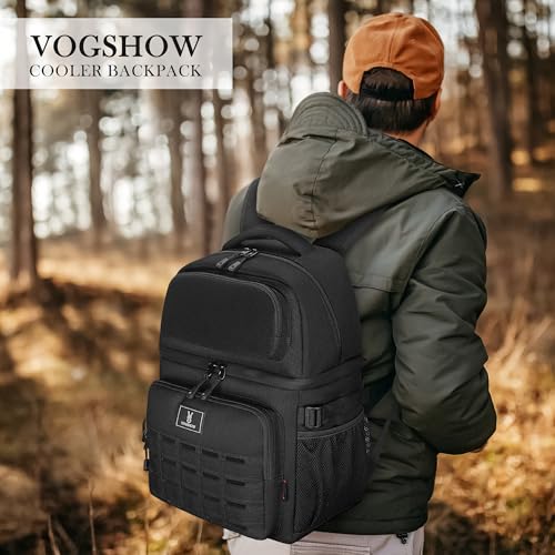 Black Insulated Double Deck Cooler Backpack for 36 Cans - Leakproof & Large Capacity