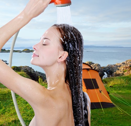 Ivation Portable Battery-Powered Outdoor Shower with Water Pump & Suction Cup