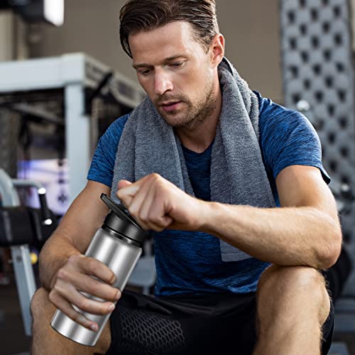 Potchen 20 Pack Silver Aluminum Water Bottles with Snap Lids - 20 oz