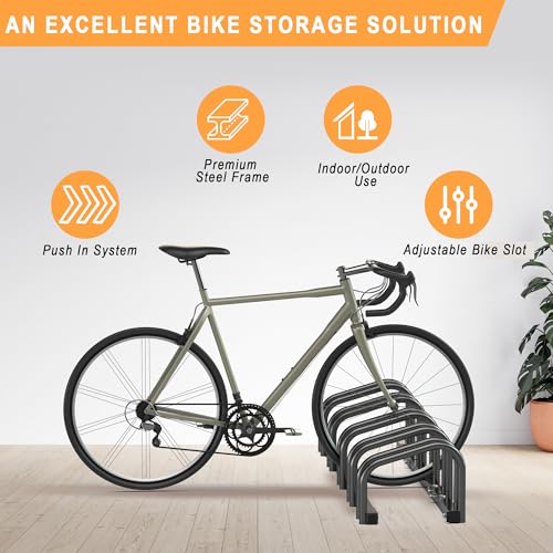 Ultrawall 5 Bike Floor Rack for Garage - Heavy Duty Bicycle Storage Stand